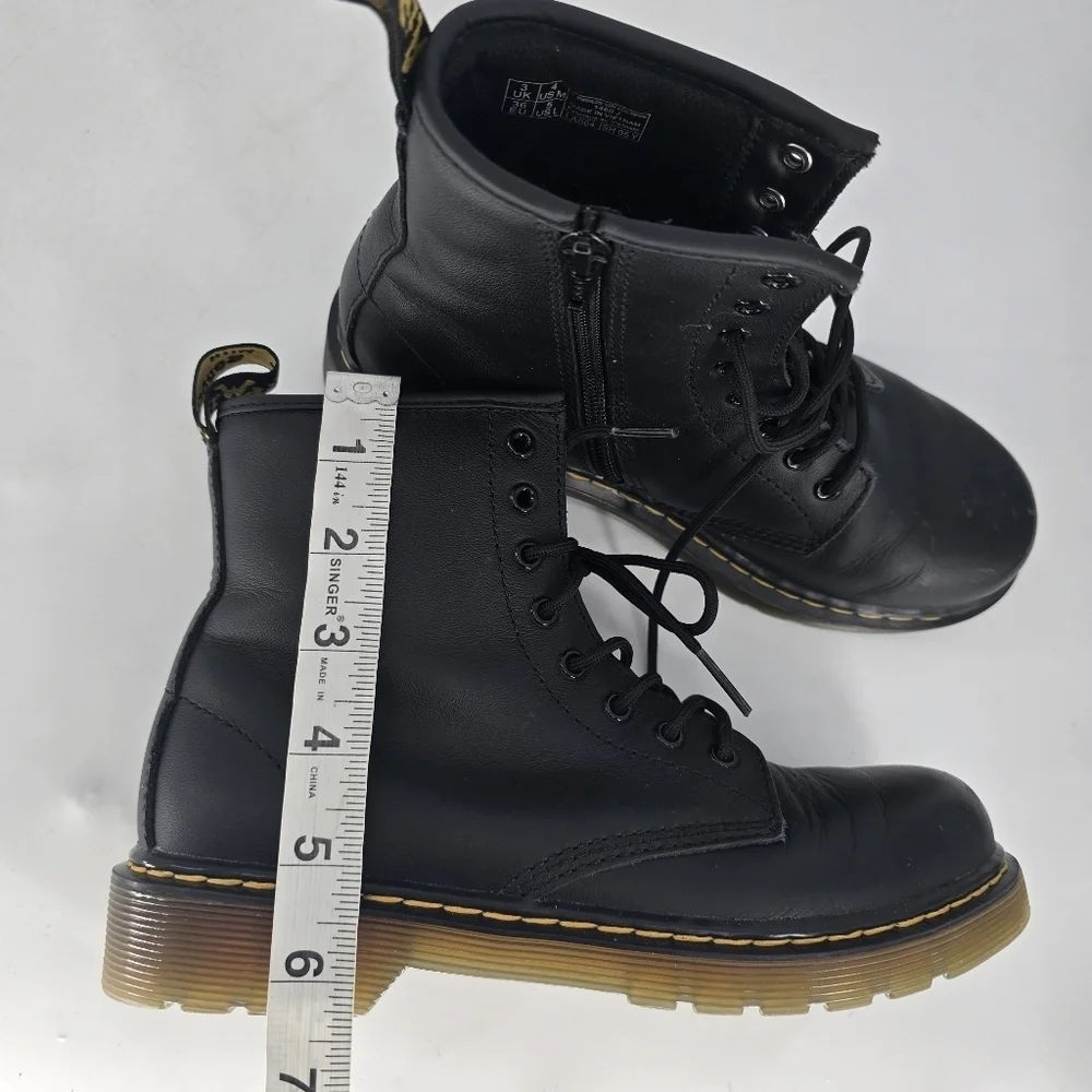 Dr martins Junior 1460 Softy T Leather Lace Up Boots black size boys 4 girls 5